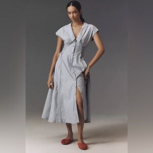 7 agosto linen dress 7 Agosto 100% linen with cotton panels ladies' midi dress made in Italy size L